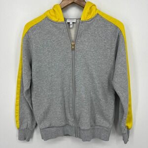 Escada Sport Full Zip Hoodie Women's Size S Gray Yellow Embroidered Logo Pockets